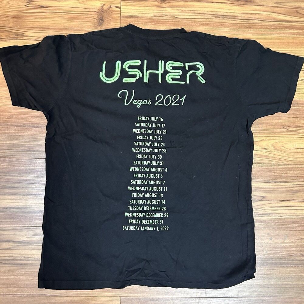Usher Vegas 2021 Shirt XL Residency Tour Black Graphic Tee Merch - Picture 4 of 6